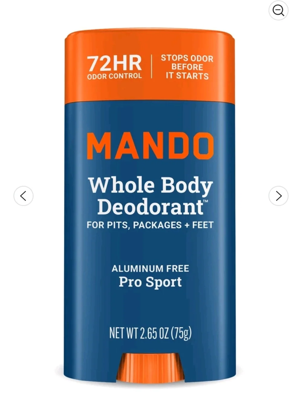 Mando Pro Sport Whole Body Deodorant Stick 2.65 oz + Spray 4.3 oz Aluminum-Free